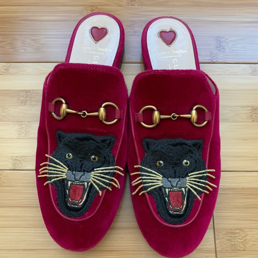 Gucci Princetown Red Velvet Loafer Size 37